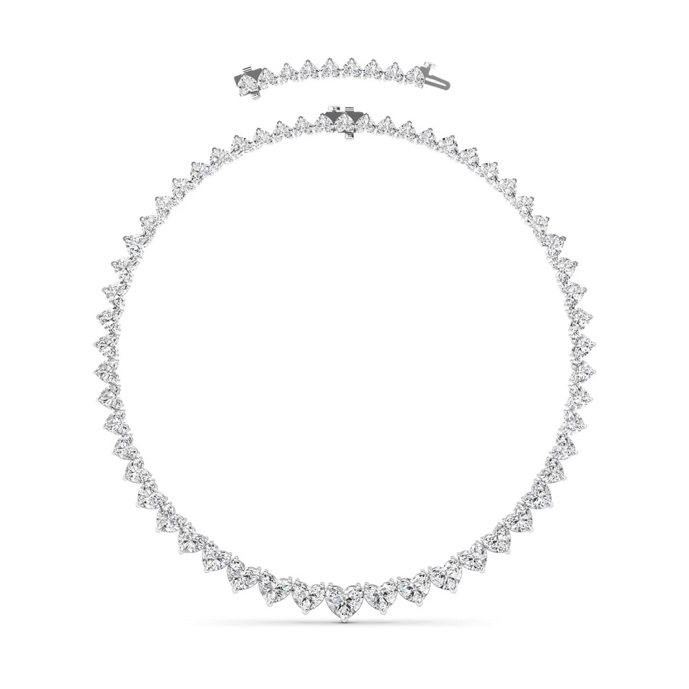 360 degree view of Adjustable Heart Shape Lab Diamond Eternity Statement Necklace (65.00 ct. tw.)