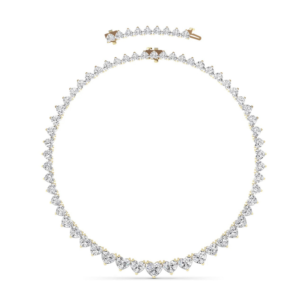 360 degree view of Adjustable Heart Shape Lab Diamond Eternity Statement Necklace (65.00 ct. tw.)