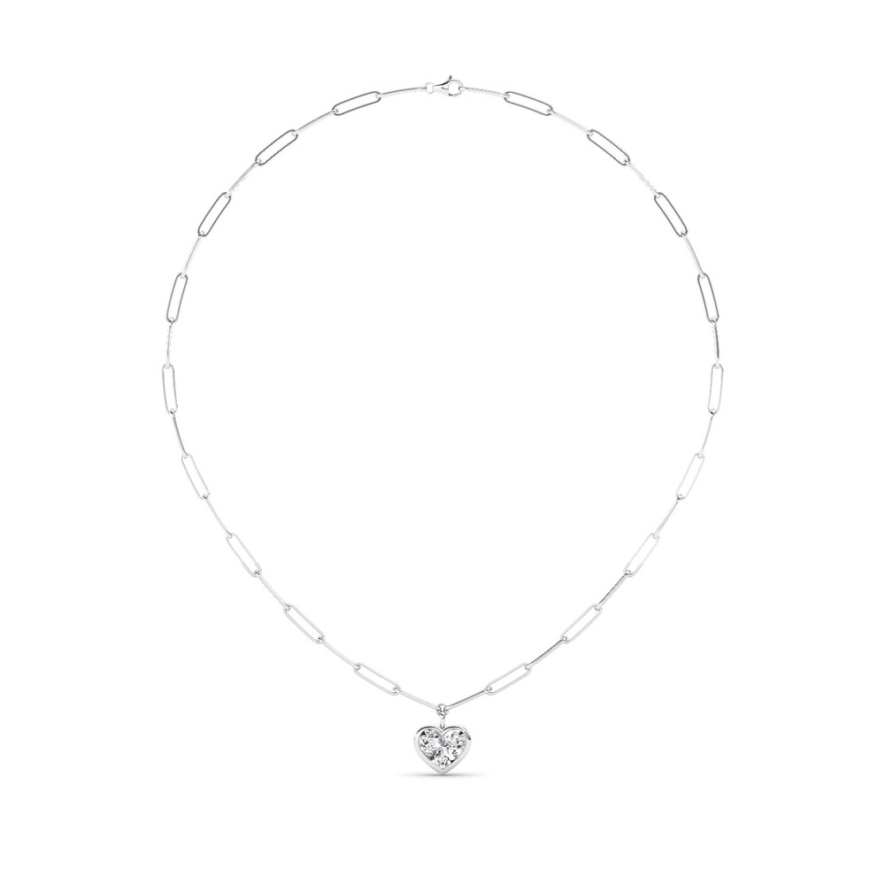 360 degree view of Paperclip Chain Bezel Heart Lab Diamond Necklace (4.00 ct.)