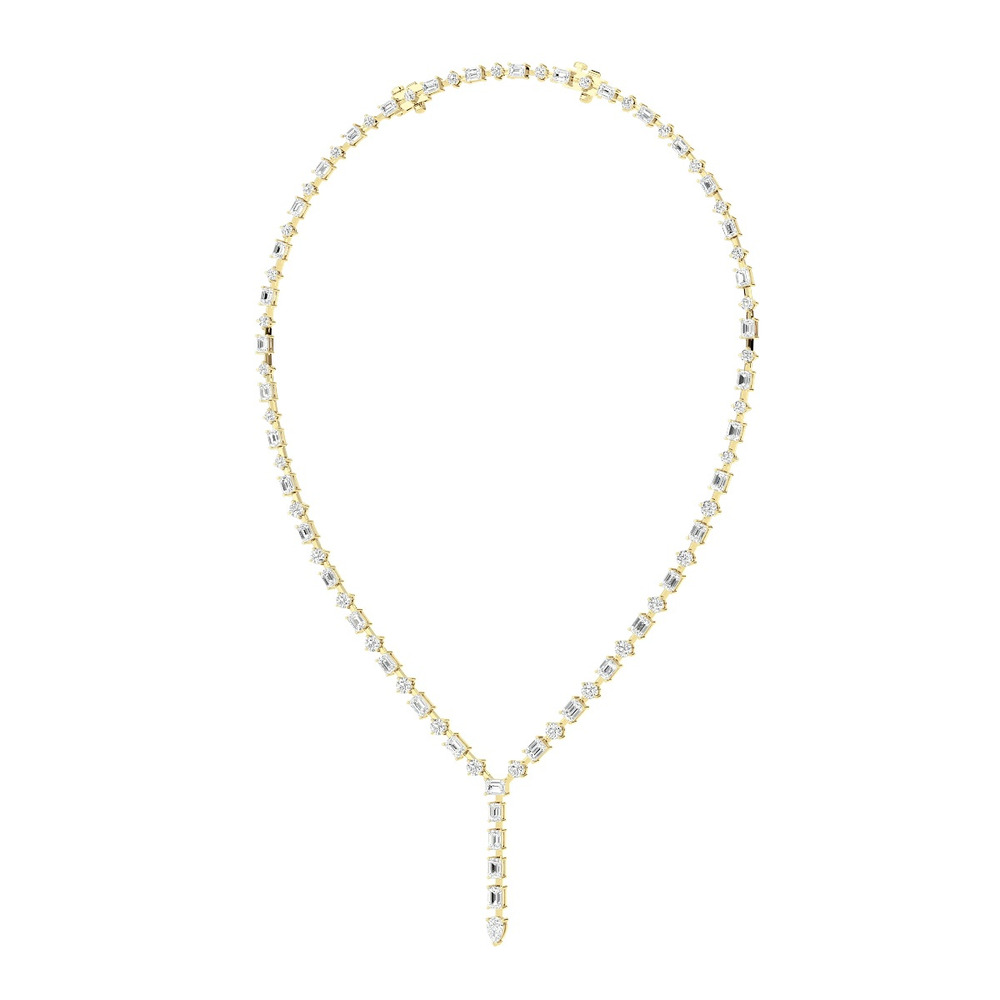 360 degree view of Adjustable Round & Emerald-Cut Lab Diamond Spaced Lariat Necklace (20.00 ct. tw.)
