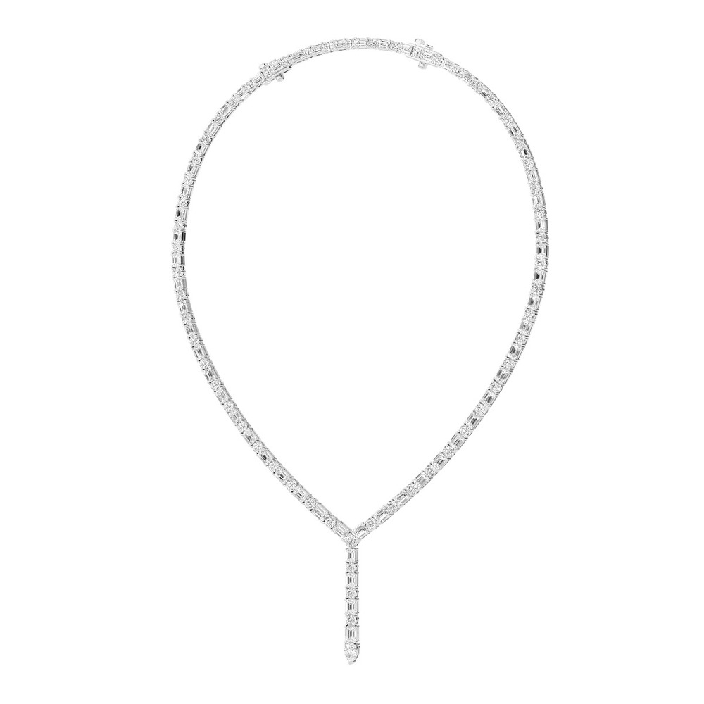360 degree view of Adjustable Round & Emerald-Cut Lab Diamond Lariat Necklace (28.00 ct. tw.)
