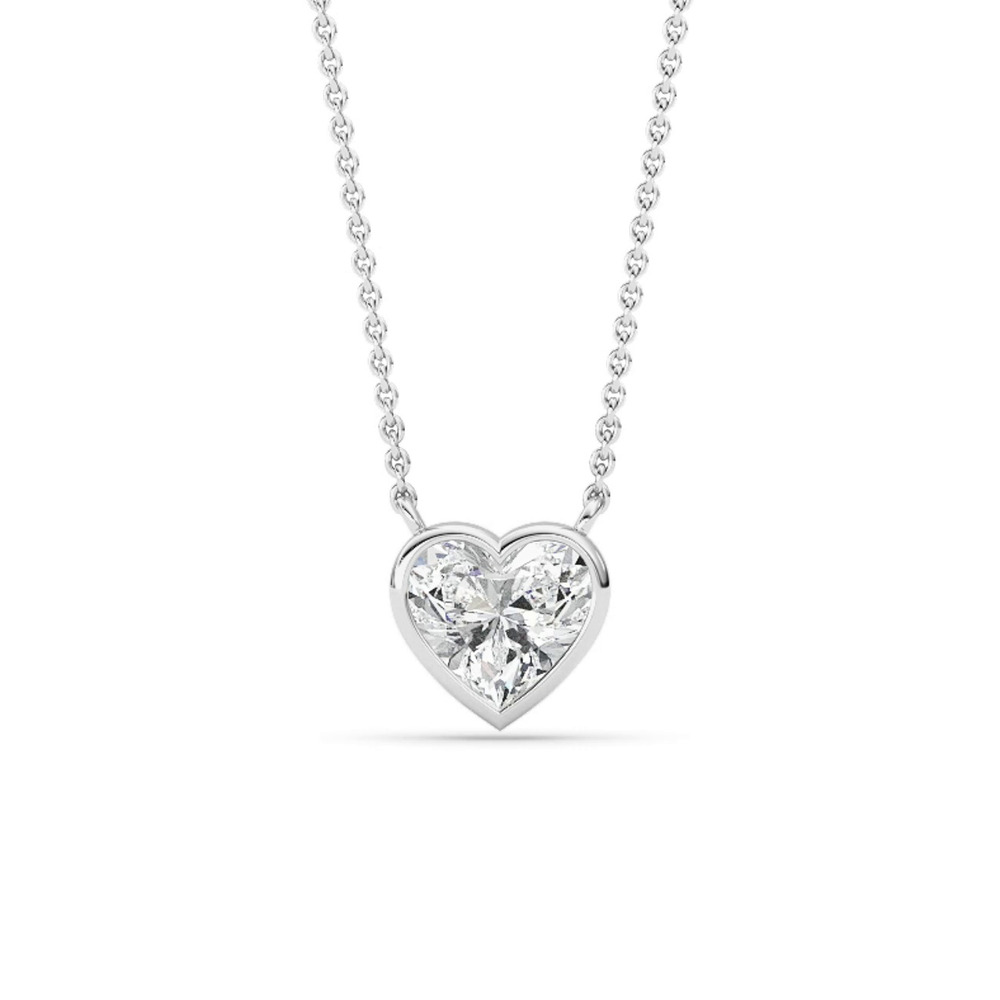 360 degree view of Bezel Heart Lab Diamond Necklace (1.00 ct.)
