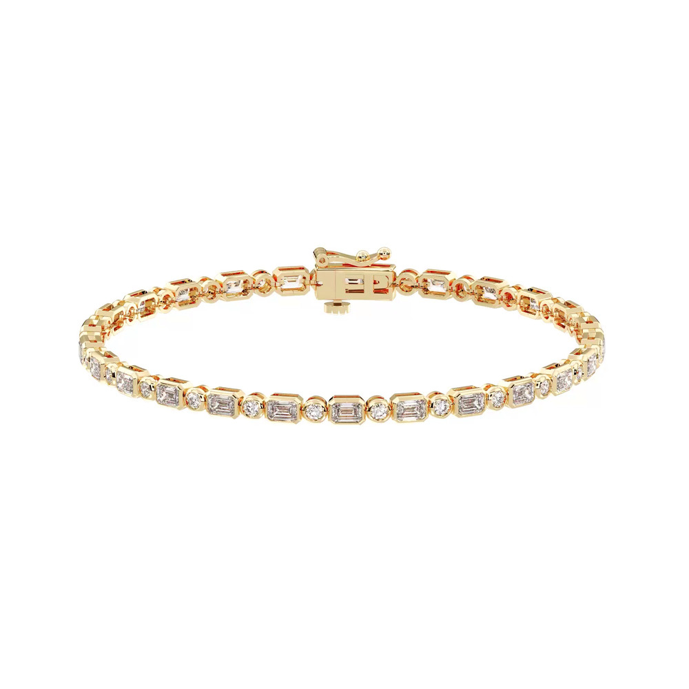 360 degree view of Elara Bezel-Set Lab Diamond Tennis Bracelet
