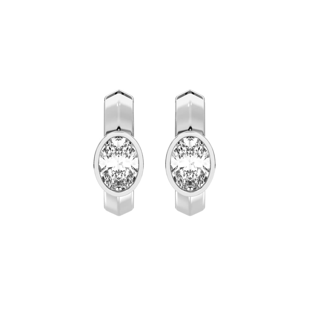 360 degree view of Brava Bezel-Set Oval Lab Diamond Huggie Hoops (1/2 ct. tw.)