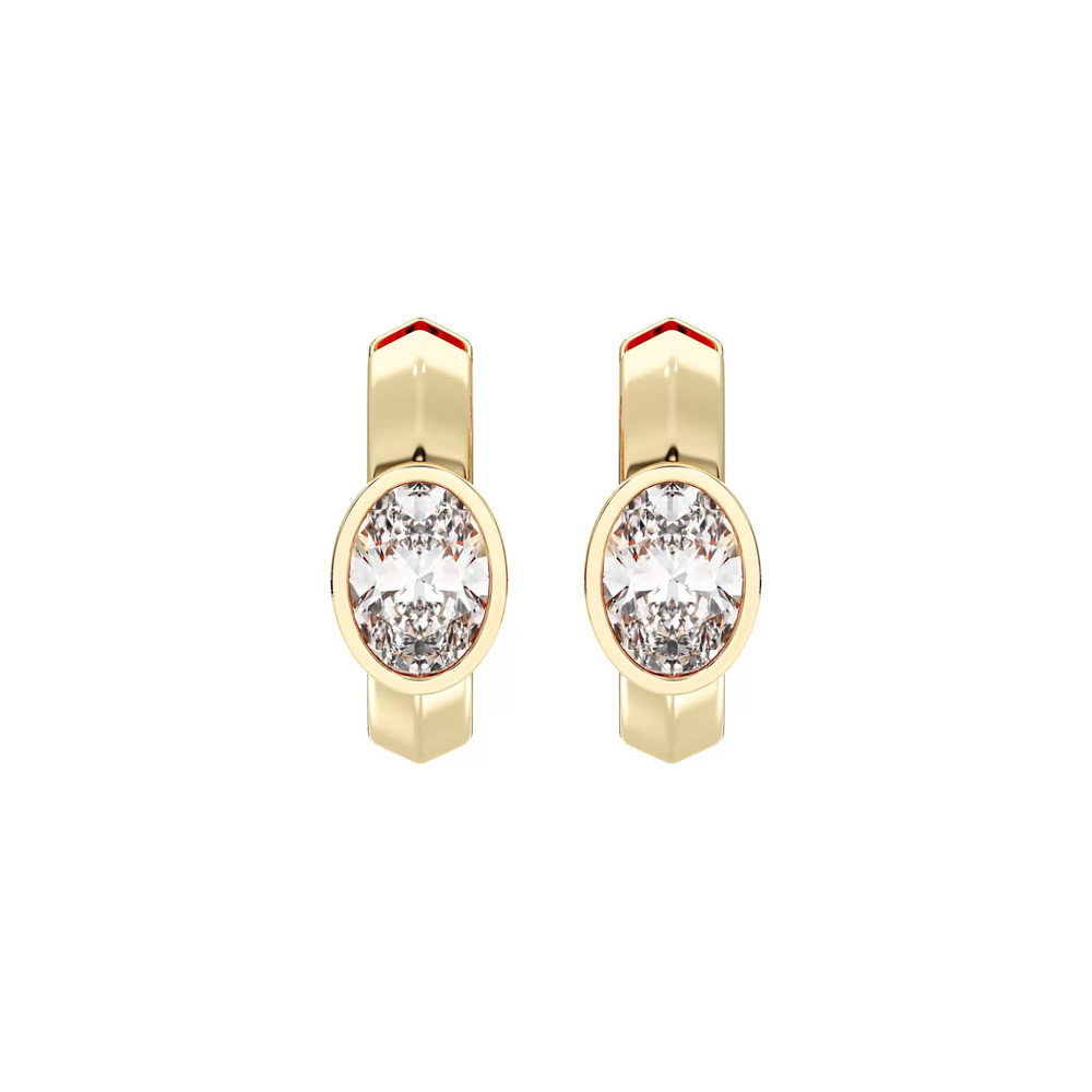 360 degree view of Brava Bezel-Set Oval Lab Diamond Huggie Hoops (1 ct. tw.)