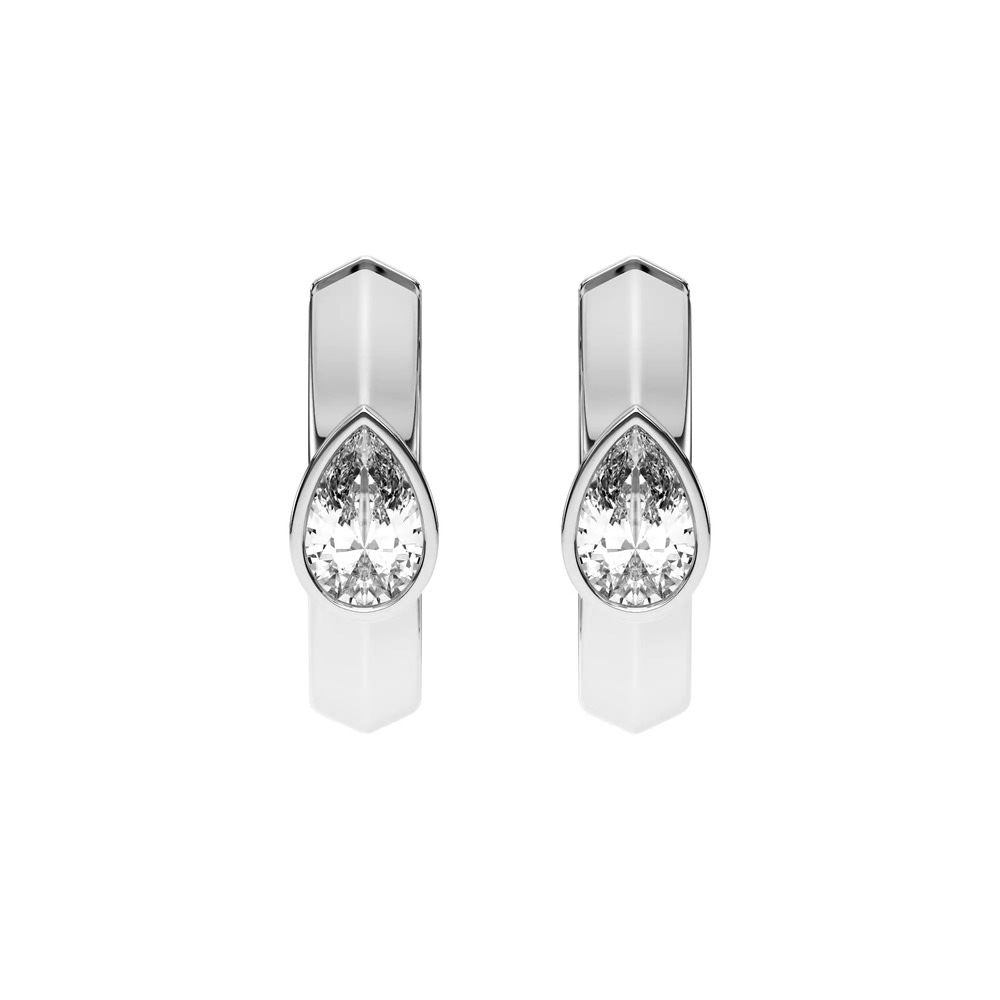 360 degree view of Brava Bezel-Set Pear Lab Diamond Huggie Hoops (1/2 ct. tw.)