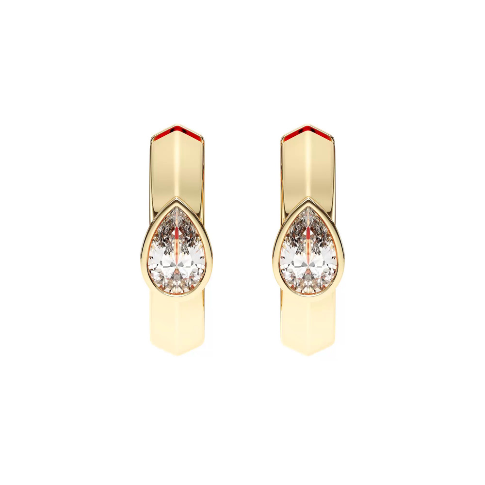 360 degree view of Brava Bezel-Set Pear Lab Diamond Huggie Hoops (1 ct. tw.)