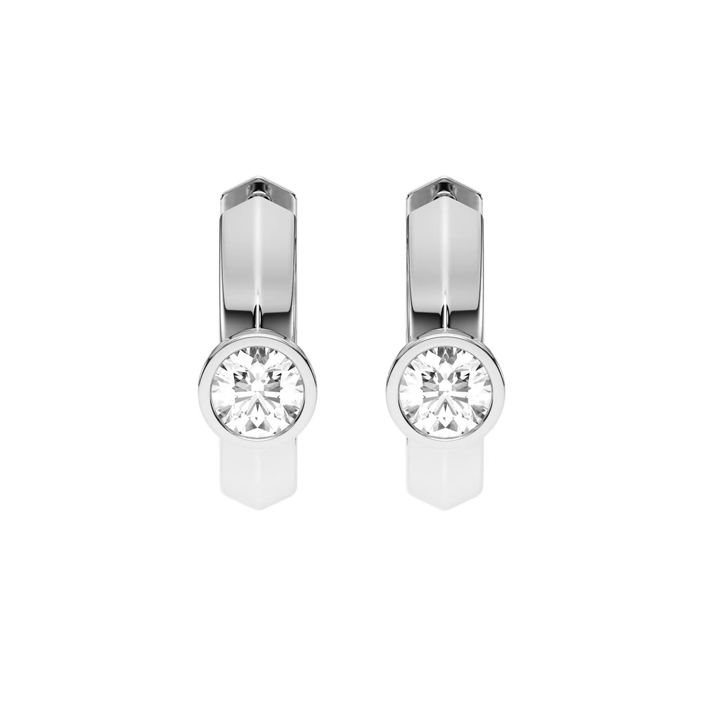 360 degree view of Brava Bezel-Set Round Lab Diamond Huggie Hoops (1 ct. tw.)