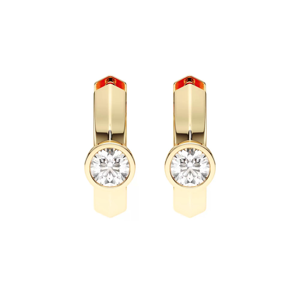 360 degree view of Brava Bezel-Set Round Lab Diamond Huggie Hoops (1 ct. tw.)