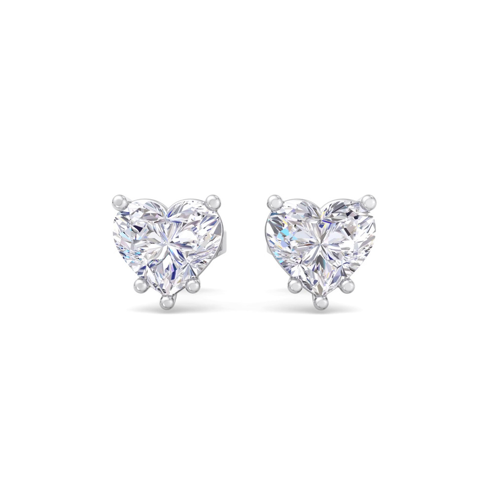 360 degree view of Heart Lab Diamond Stud Earrings