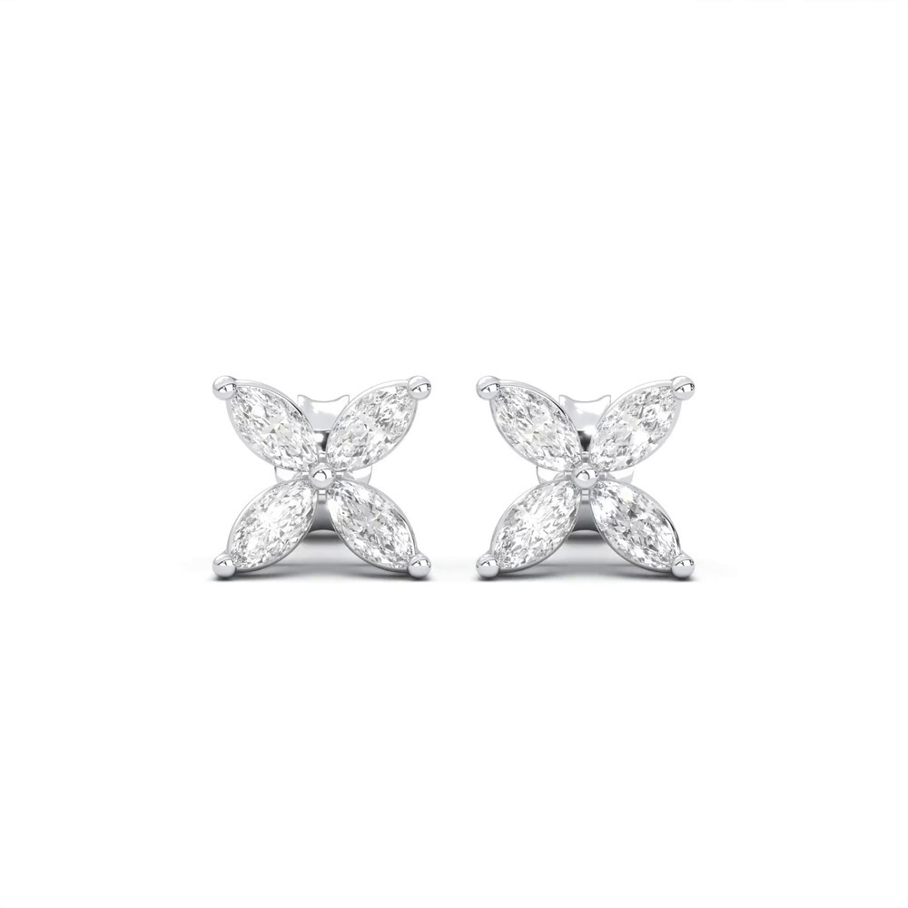 360 degree view of Flora Marquise Lab Diamond Stud Earrings