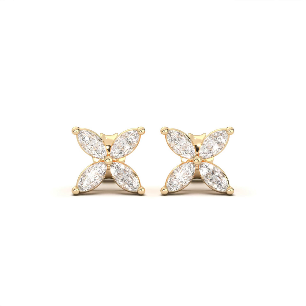 360 degree view of Flora Marquise Lab Diamond Stud Earrings