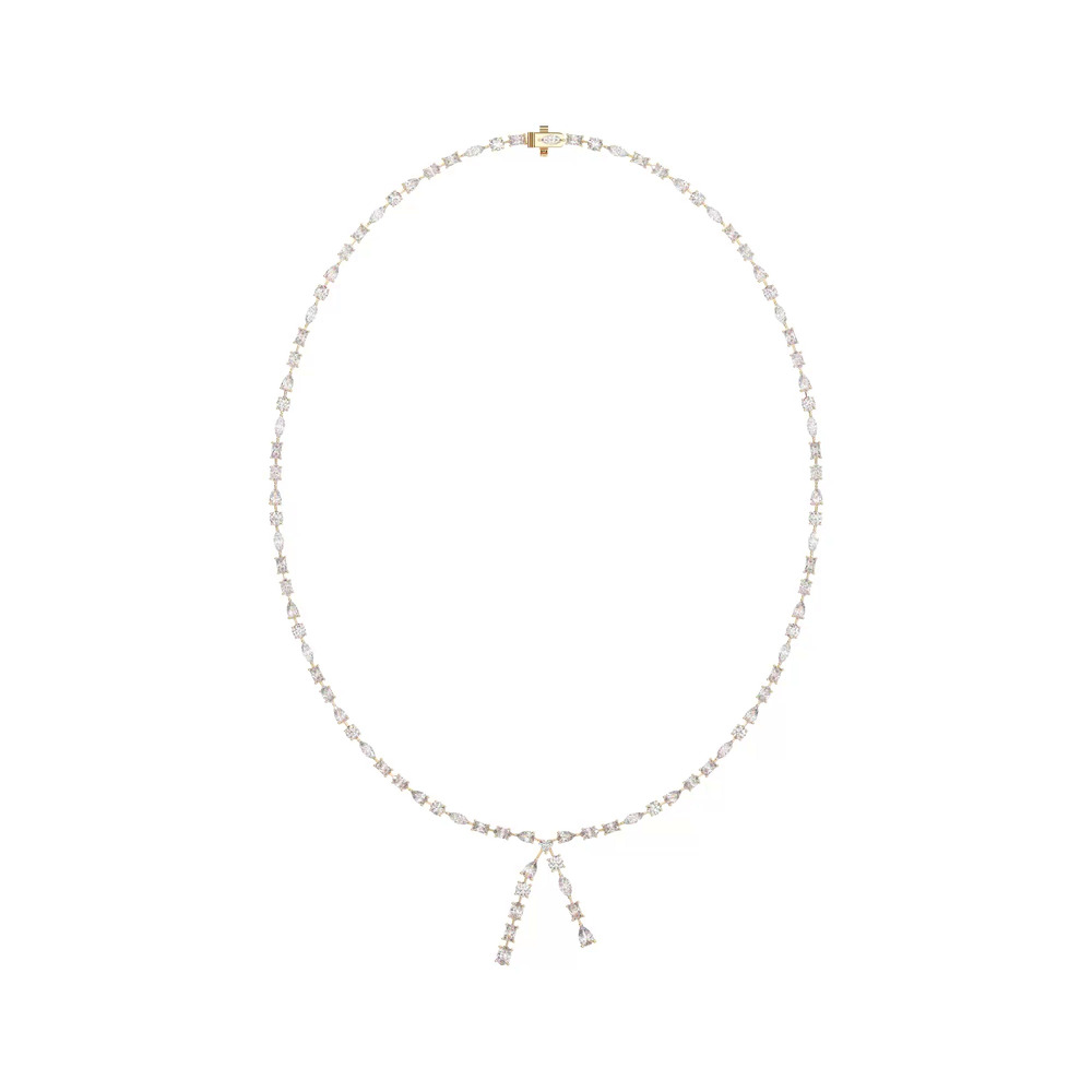 360 degree view of Isara Mixed Shape Lab Diamond Lariat Necklace