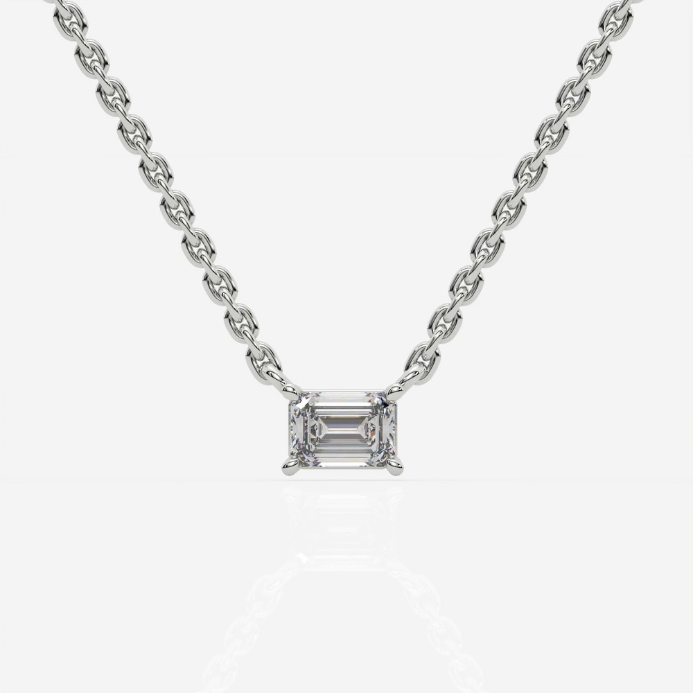 360 degree view of Emerald East-West Lab Diamond Necklace
