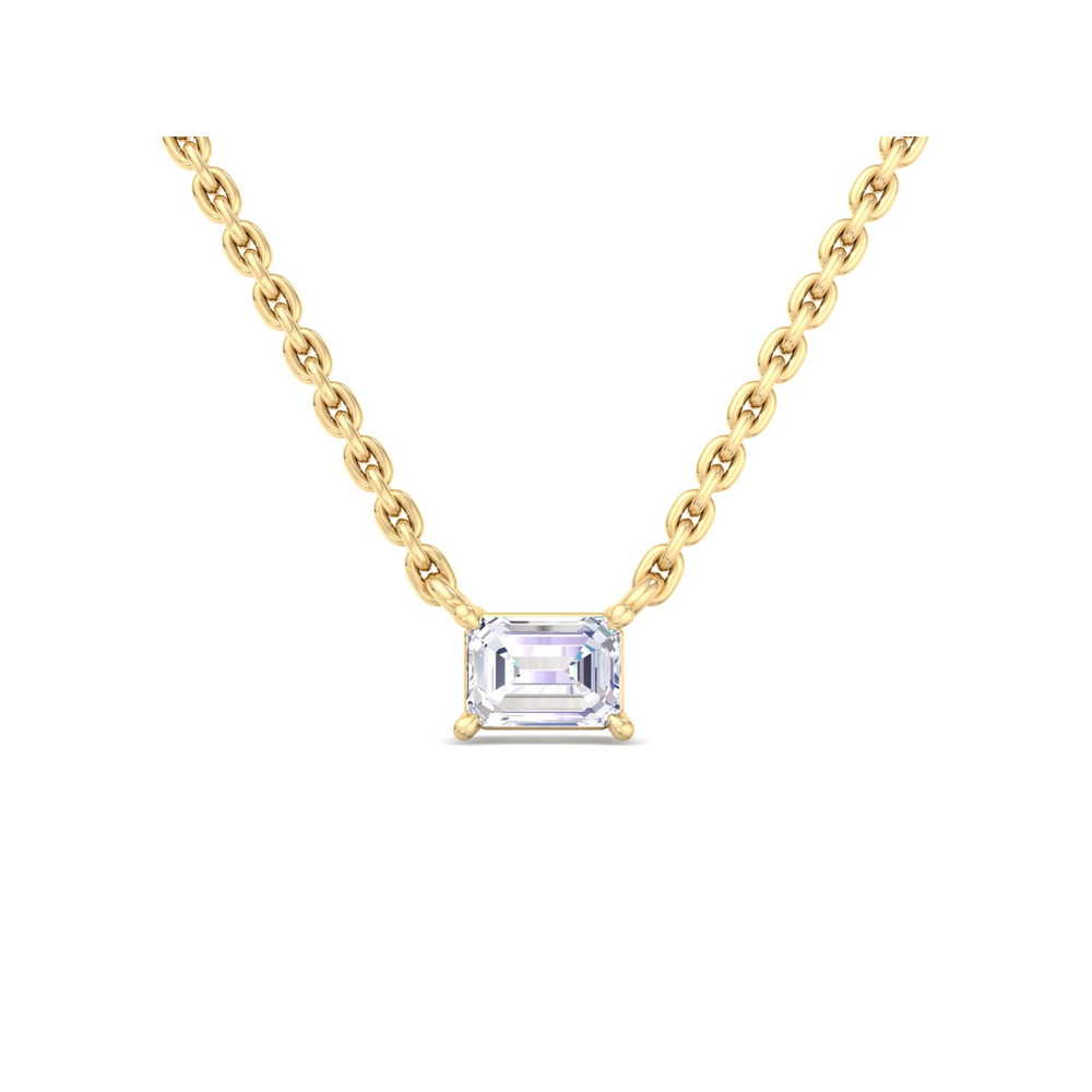 360 degree view of Emerald East-West Lab Diamond Necklace