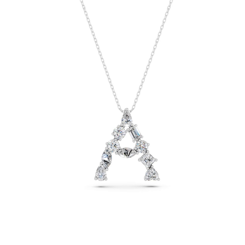 360 degree view of Mixed Shape Lab Diamond A Initial Pendant