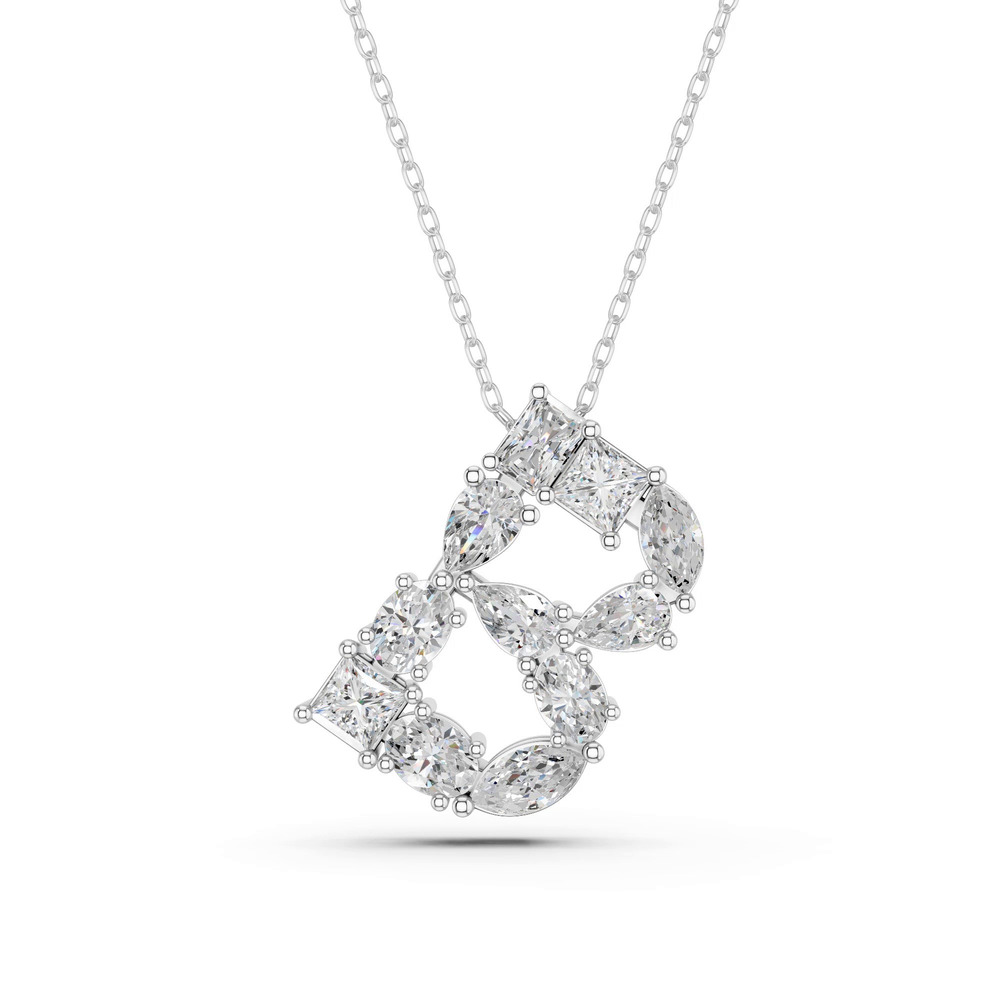 360 degree view of Mixed Shape Lab Diamond B Initial Pendant