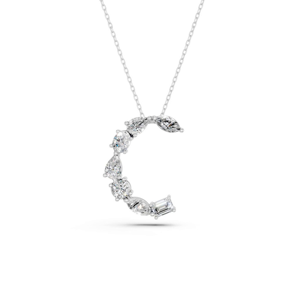 360 degree view of Mixed Shape Lab Diamond C Initial Pendant