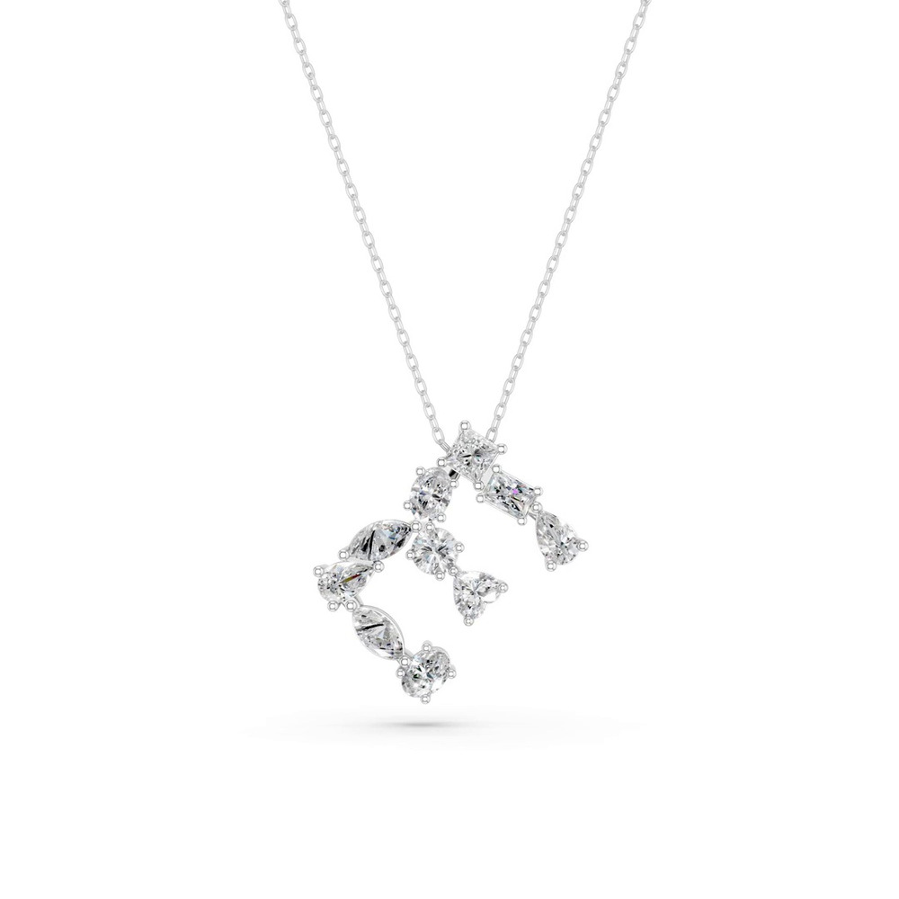 360 degree view of Mixed Shape Lab Diamond E Initial Pendant