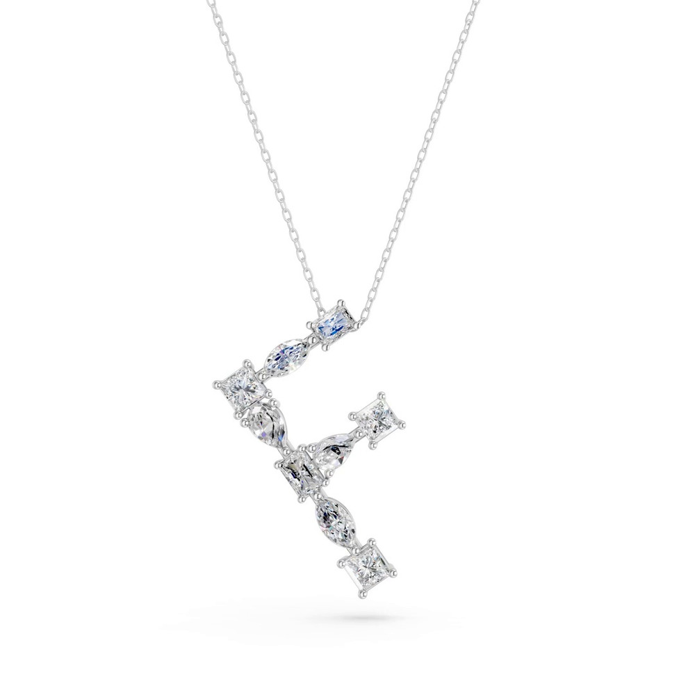 360 degree view of Mixed Shape Lab Diamond F Initial Pendant