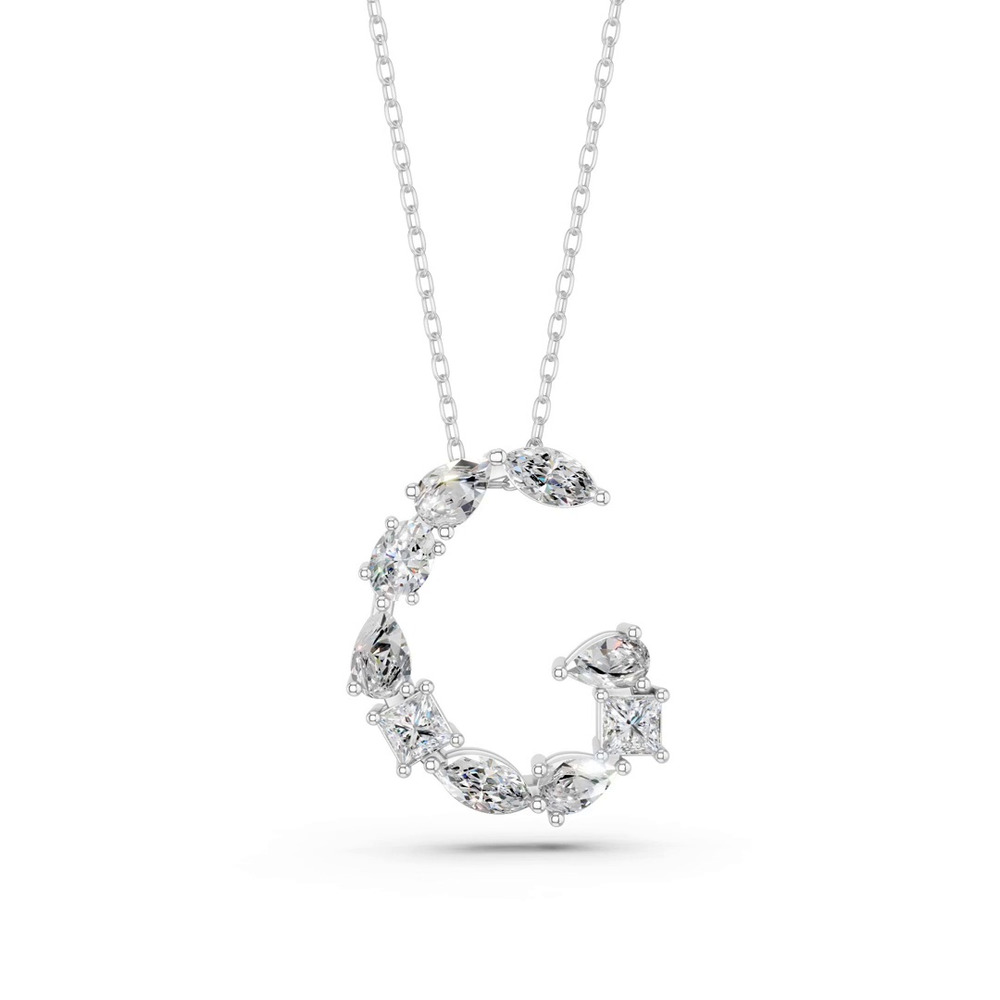 360 degree view of Mixed Shape Lab Diamond G Initial Pendant