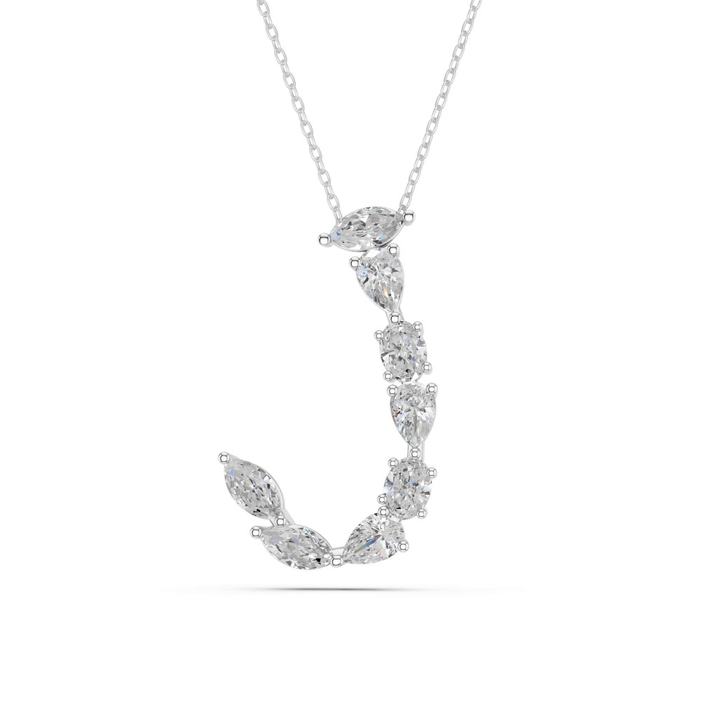 360 degree view of Mixed Shape Lab Diamond J Initial Pendant