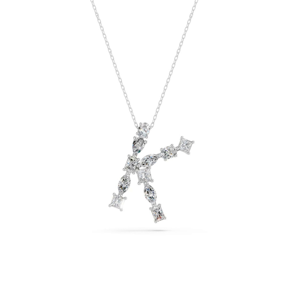 360 degree view of Mixed Shape Lab Diamond K Initial Pendant