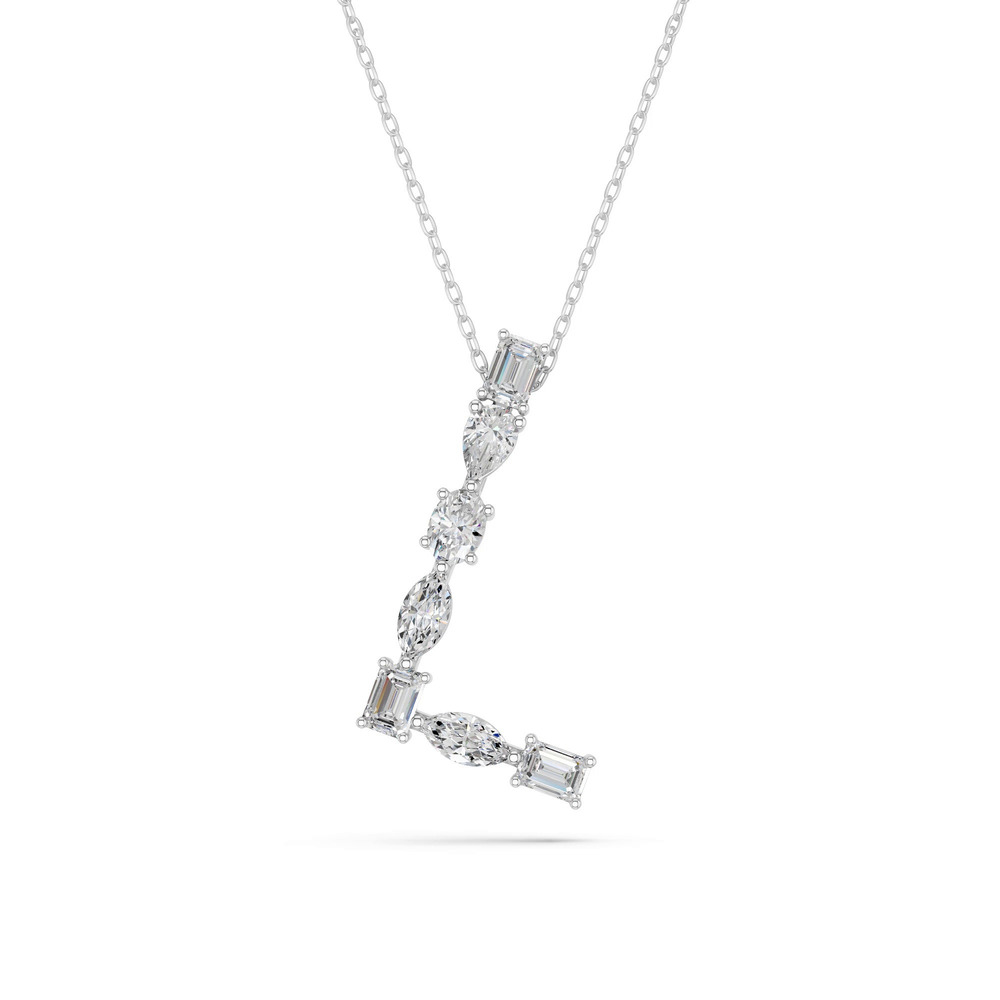 360 degree view of Mixed Shape Lab Diamond L Initial Pendant