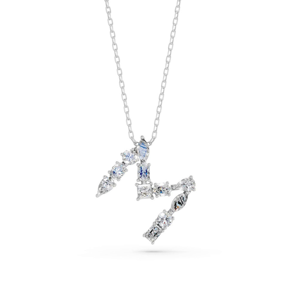 360 degree view of Mixed Shape Lab Diamond M Initial Pendant