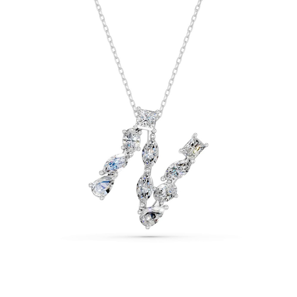 360 degree view of Mixed Shape Lab Diamond N Initial Pendant