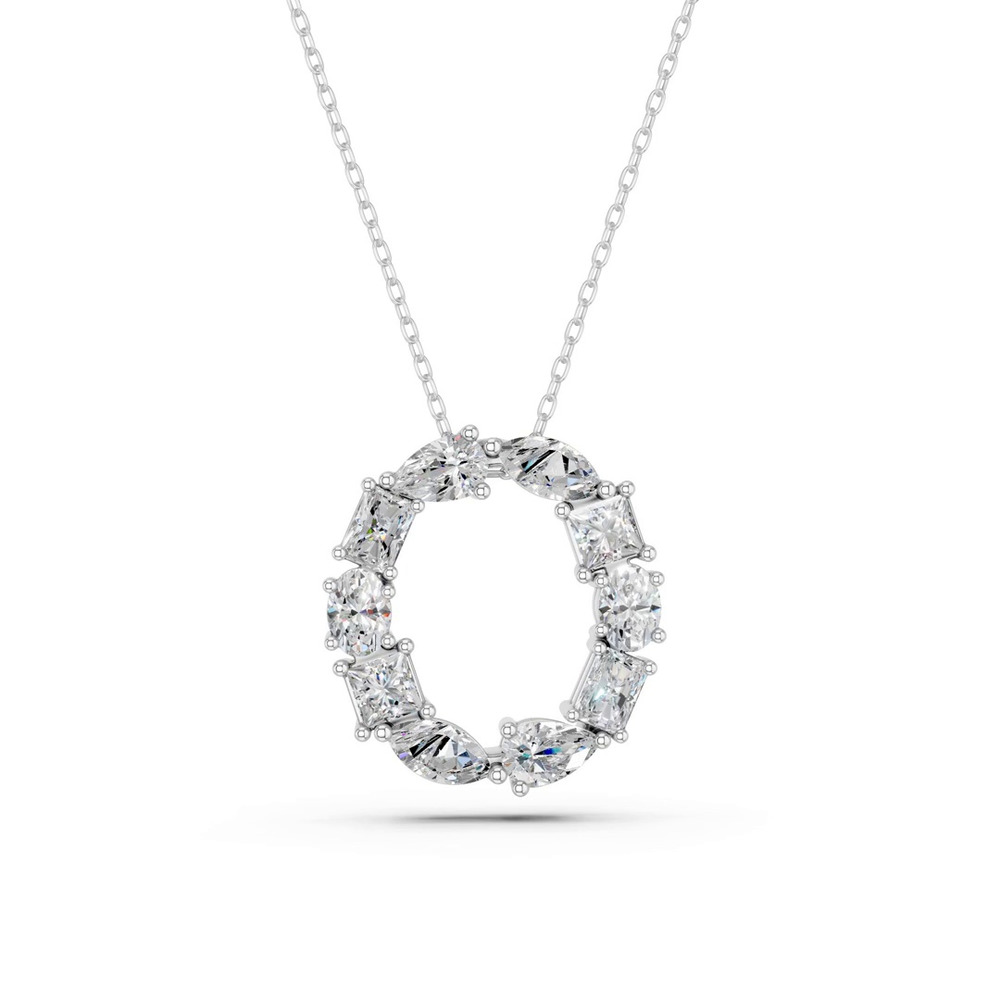 360 degree view of Mixed Shape Lab Diamond O Initial Pendant
