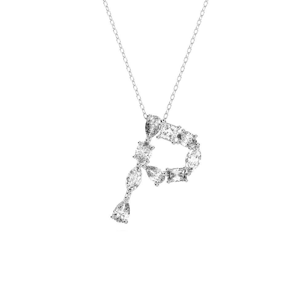 360 degree view of Mixed Shape Lab Diamond P Initial Pendant