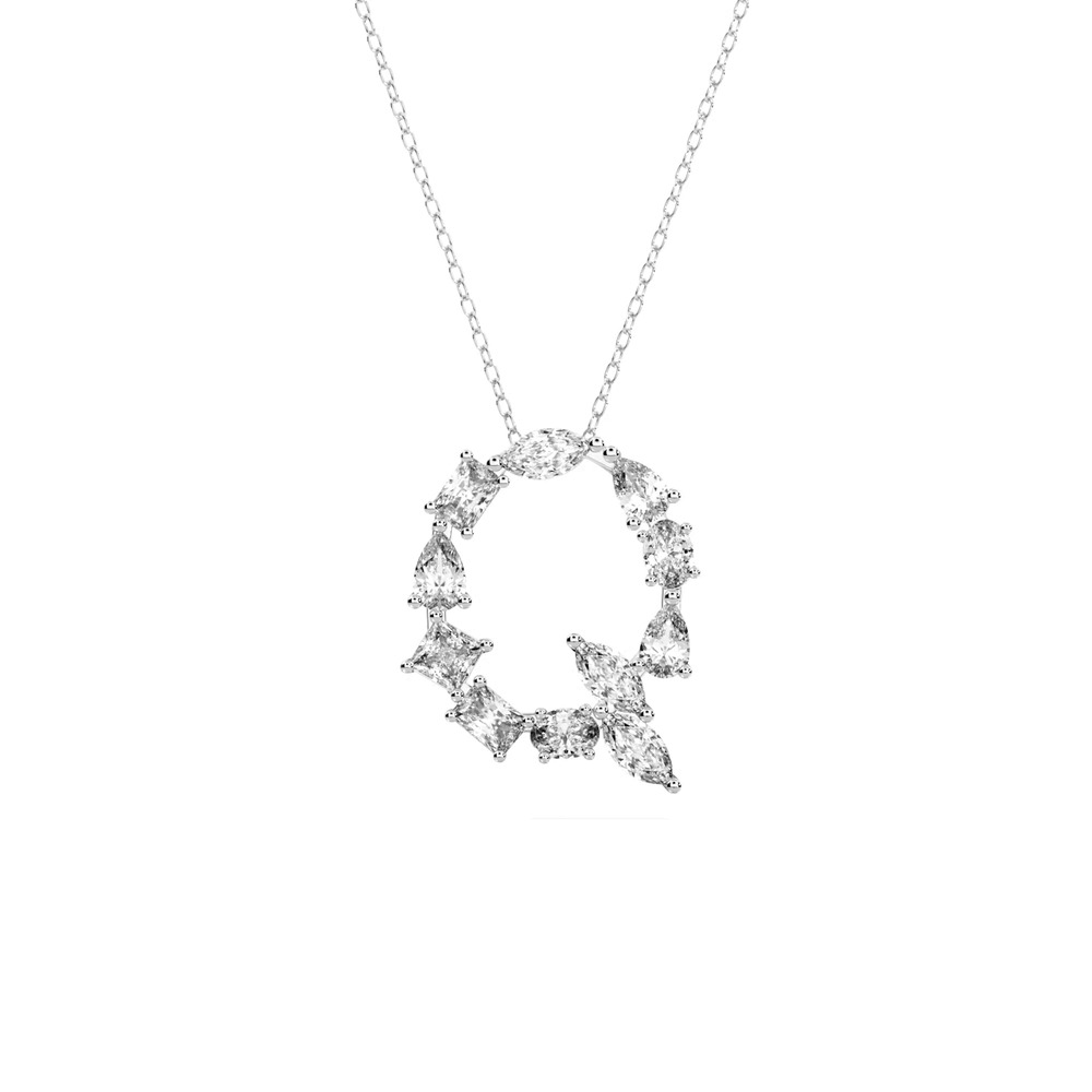 360 degree view of Mixed Shape Lab Diamond Q Initial Pendant