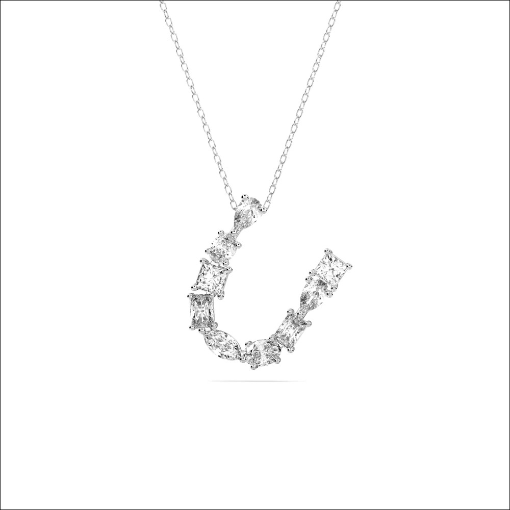 360 degree view of Mixed Shape Lab Diamond U Initial Pendant