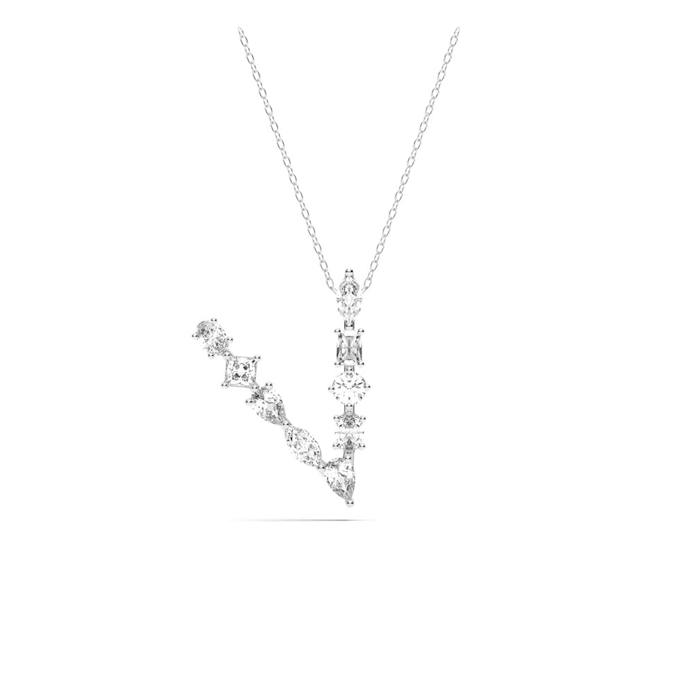 360 degree view of Mixed Shape Lab Diamond V Initial Pendant