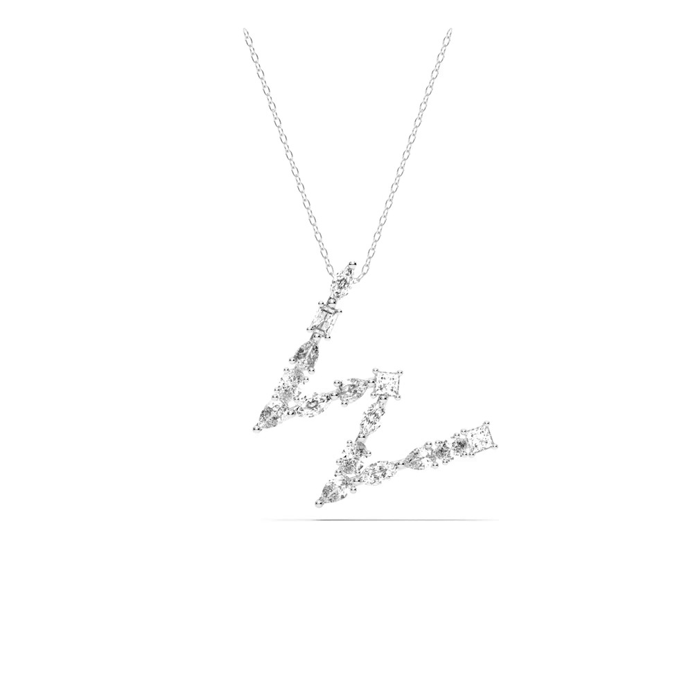 360 degree view of Mixed Shape Lab Diamond W Initial Pendant