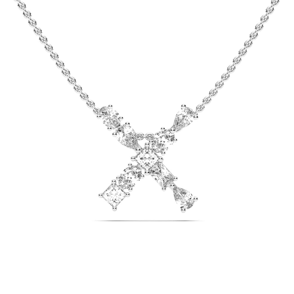 360 degree view of Mixed Shape Lab Diamond X Initial Pendant