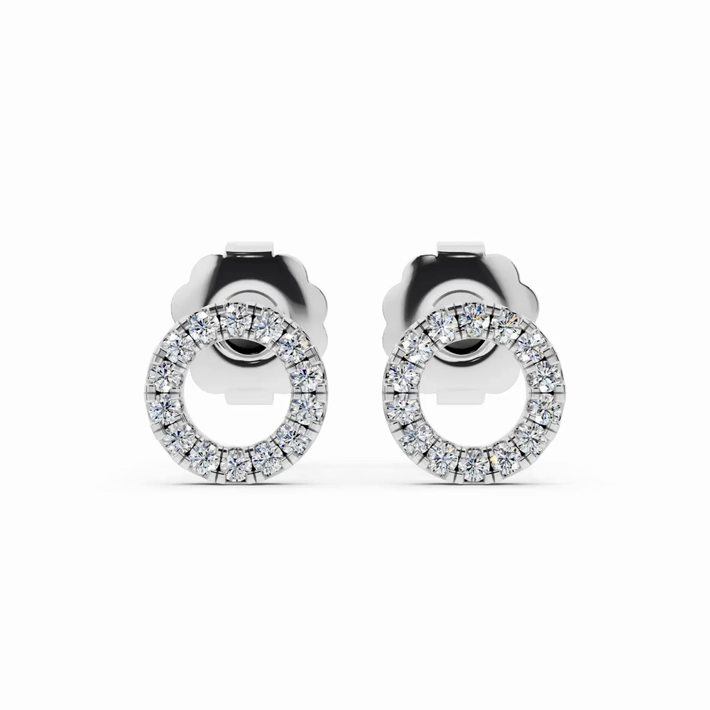 360 degree view of Petite Pavé Circle Lab Diamond Stud Earrings