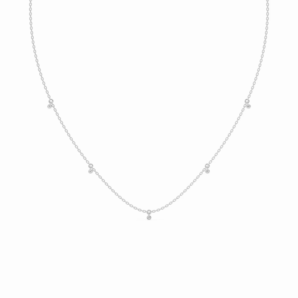 360 degree view of Petite Lab Diamond Bezel Drop Necklace