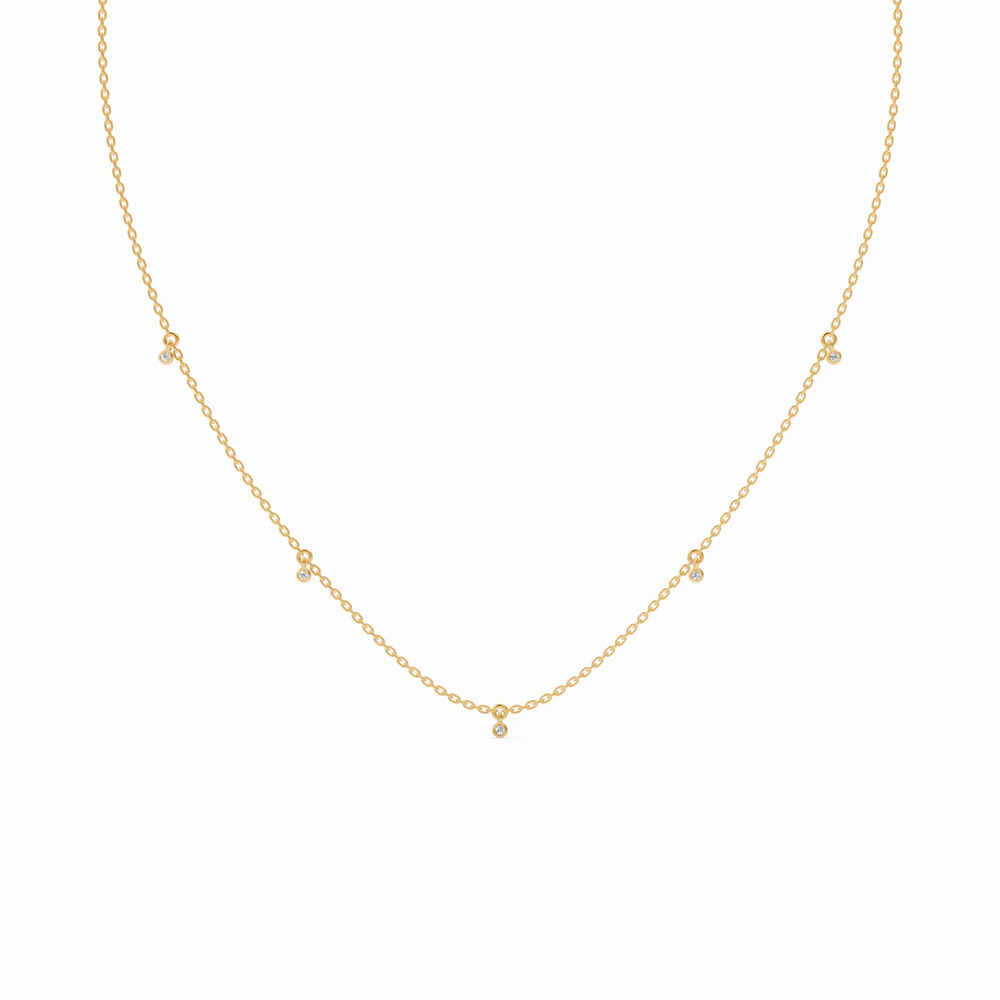 360 degree view of Petite Lab Diamond Bezel Drop Necklace