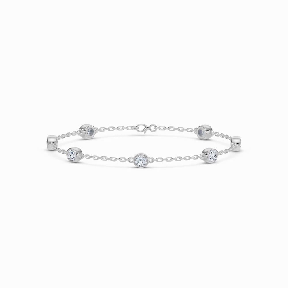 360 degree view of Bezel Lab Diamond Station Silver Bracelet (1.00 ct. tw.)