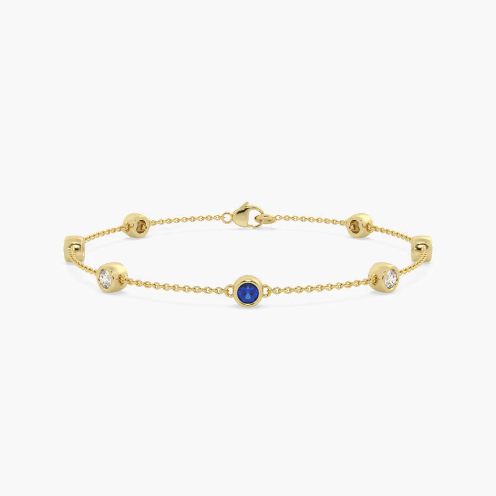 360 degree view of Bezel Lab Diamond & Lab Sapphire Station Bracelet (1.00 ct. tw.)