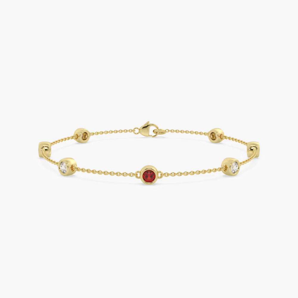 360 degree view of Bezel Lab Diamond & Lab Ruby Station Bracelet (1.00 ct. tw.)