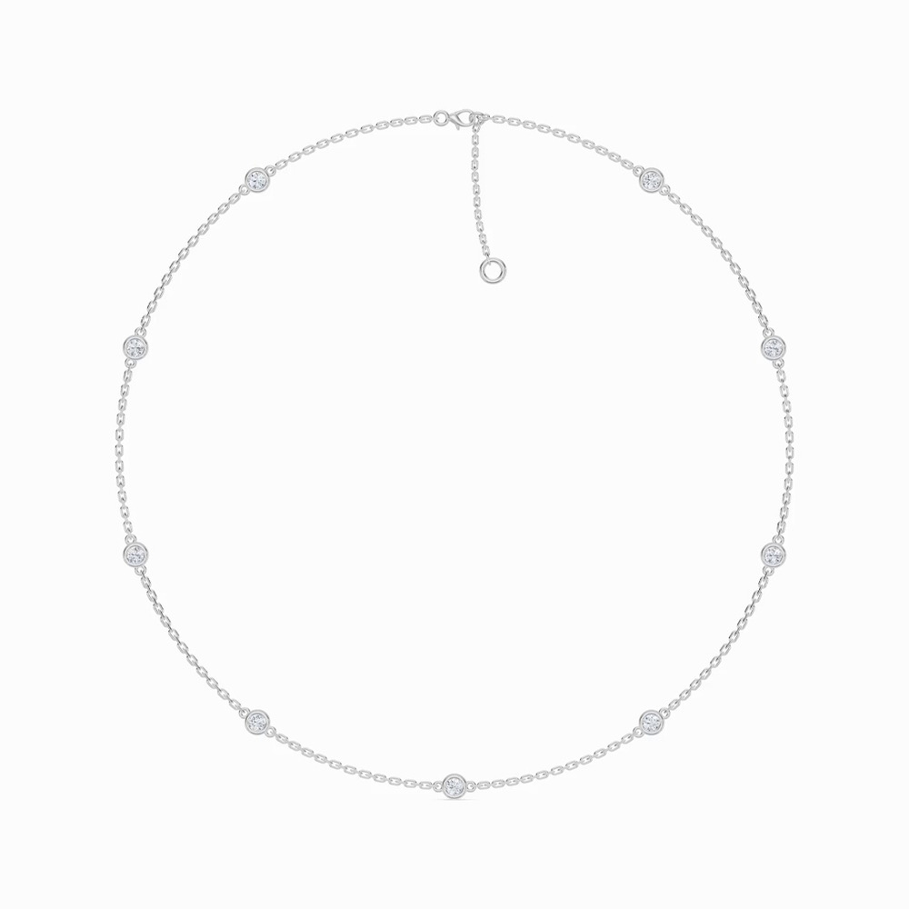 360 degree view of Bezel Lab Diamond Station Silver Necklace (1.00 ct. tw.)