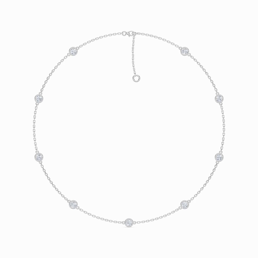 360 degree view of Bezel Lab Diamond Station Silver Necklace (2.00 ct. tw.)