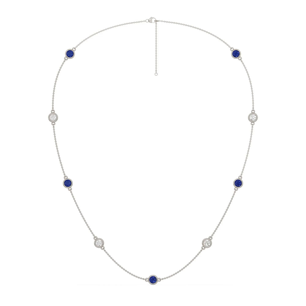 360 degree view of Bezel Lab Diamond & Lab Sapphire Station Necklace (2.00 ct. tw.)