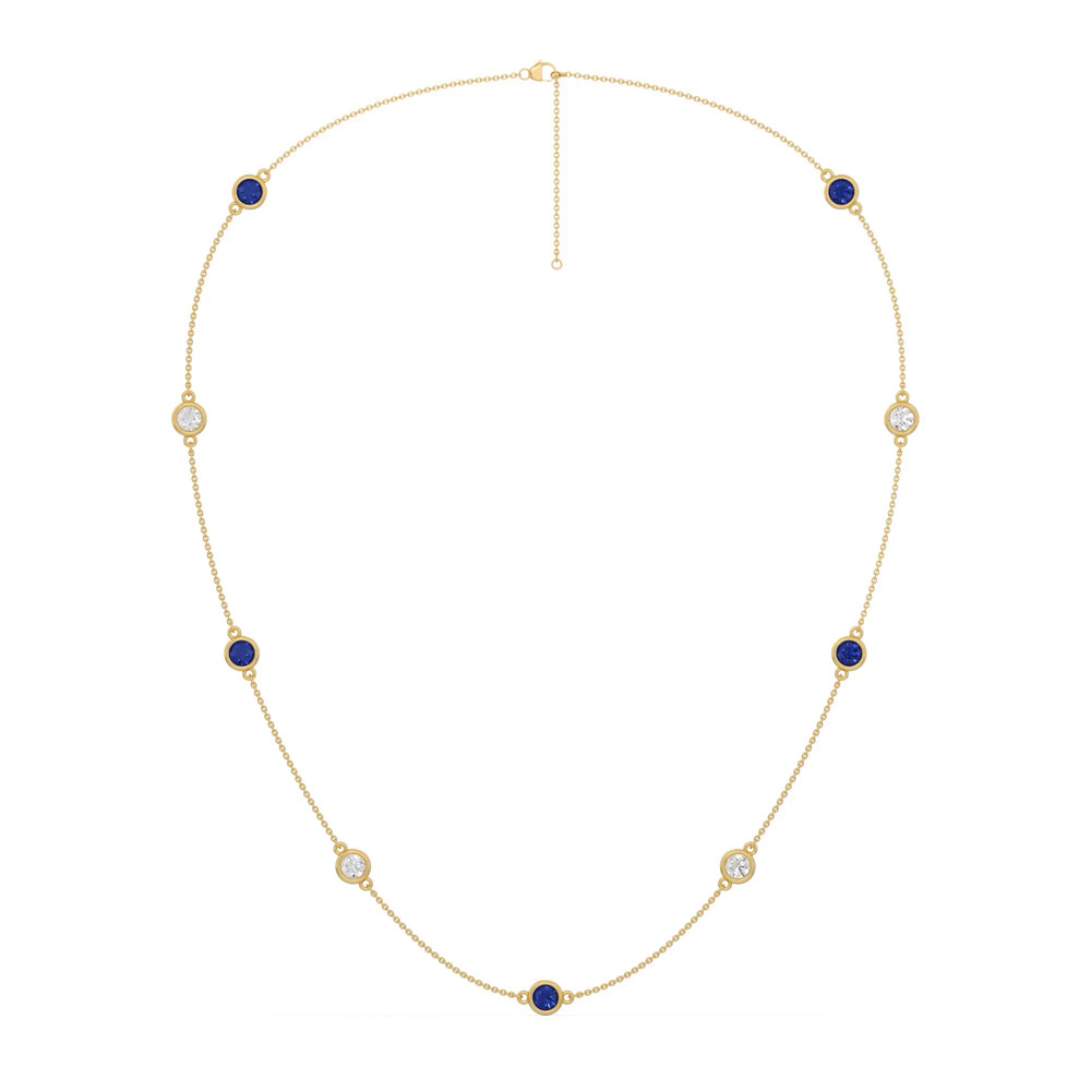 360 degree view of Bezel Lab Diamond & Lab Sapphire Station Necklace (2.00 ct. tw.)