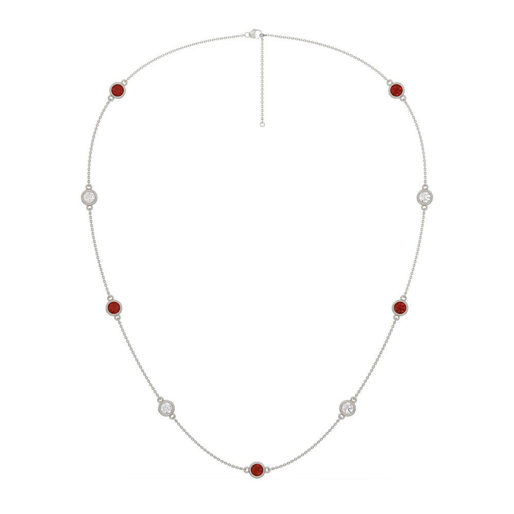 360 degree view of Bezel Lab Diamond & Lab Ruby Station Necklace (2.00 ct. tw.)