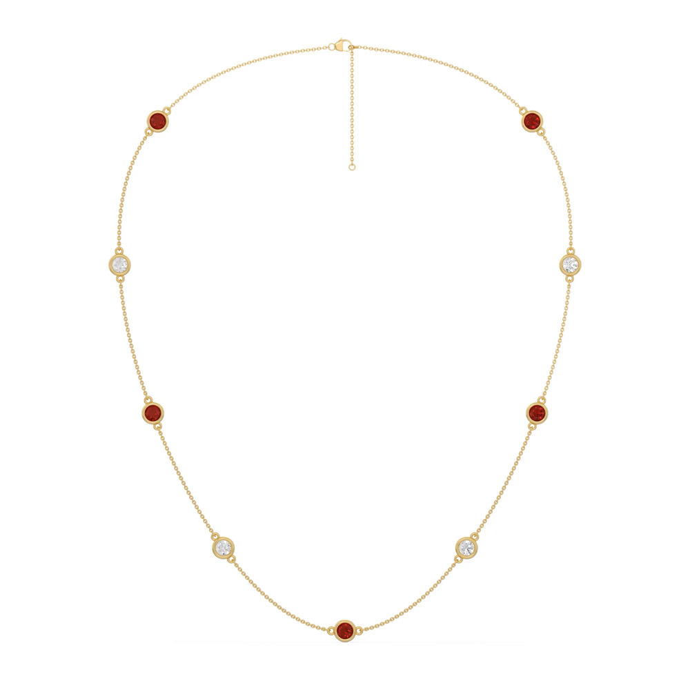 360 degree view of Bezel Lab Diamond & Lab Ruby Station Necklace (2.00 ct. tw.)
