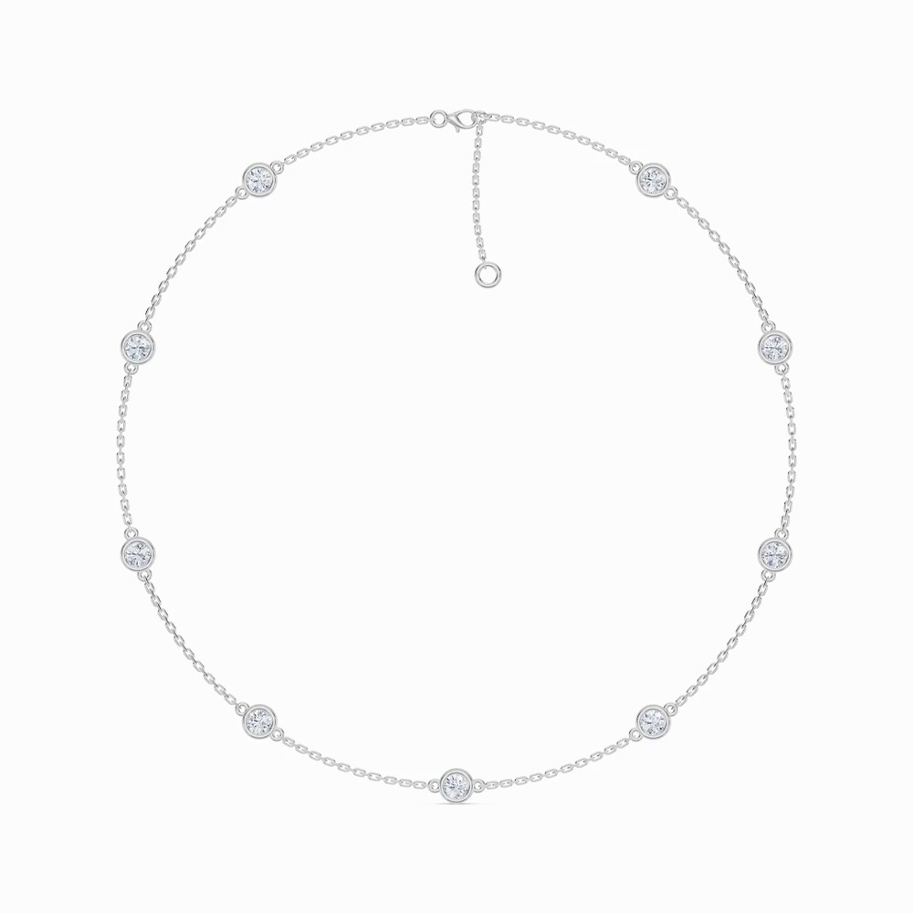 360 degree view of Bezel Lab Diamond Station Silver Necklace (3.00 ct. tw.)